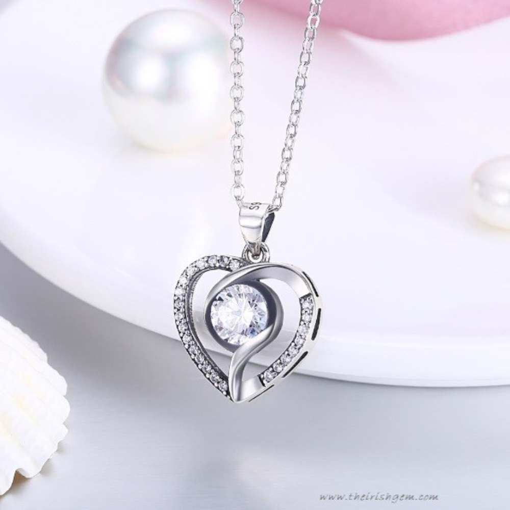 Brilliant Heart Sterling Silver & CZ Necklace